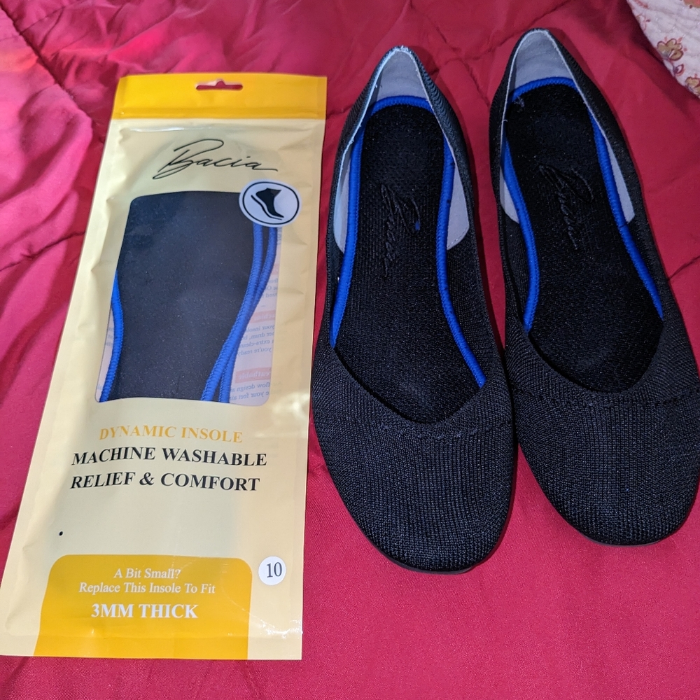 Bacia Black Knit Ballet Flats sz 10 With Extra Insoles- Worn Once